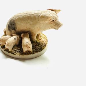 Vintage Pig and Piglets hand painted Miniature Figurine from Scotland